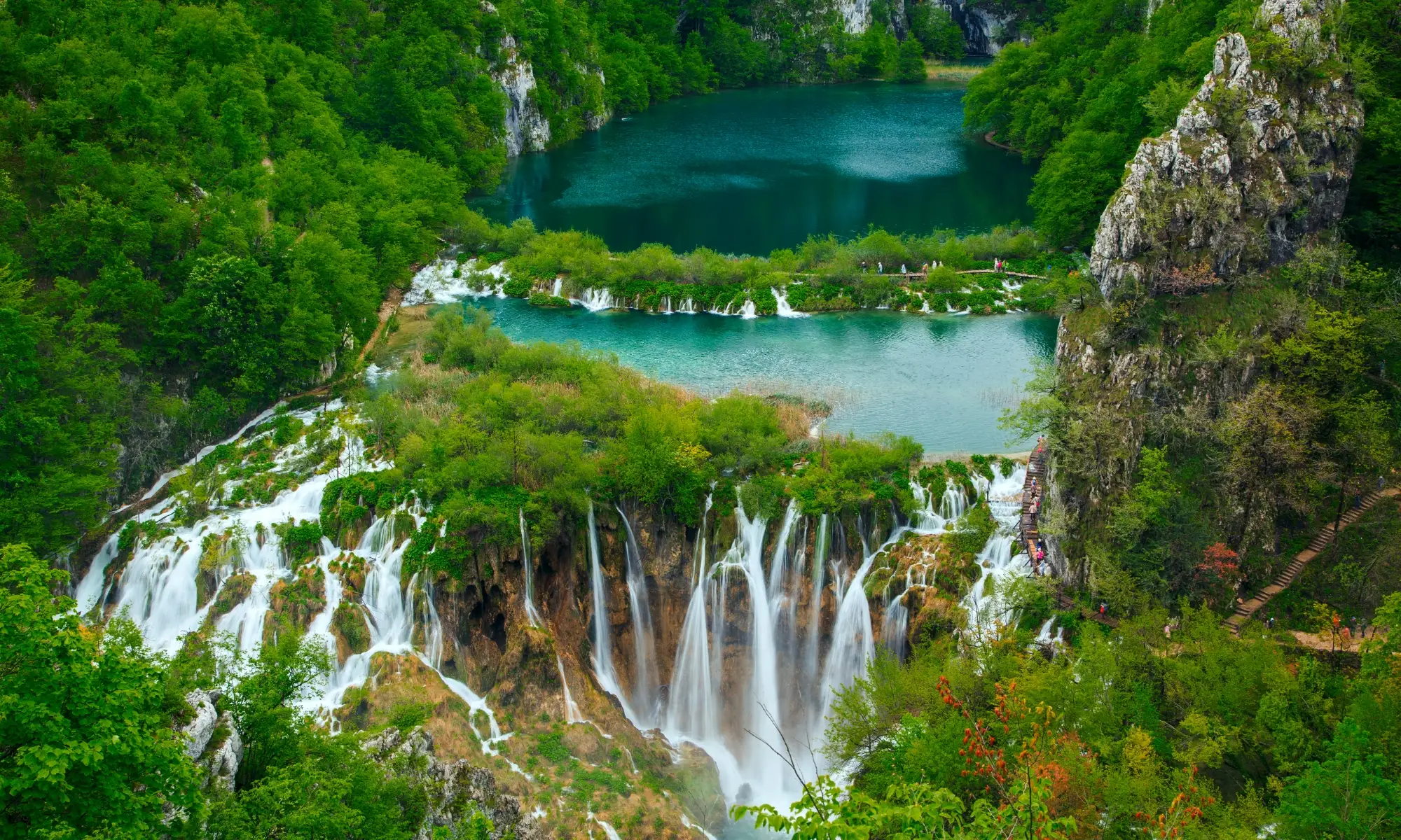 Big waterfall at Plitvice Lakes
